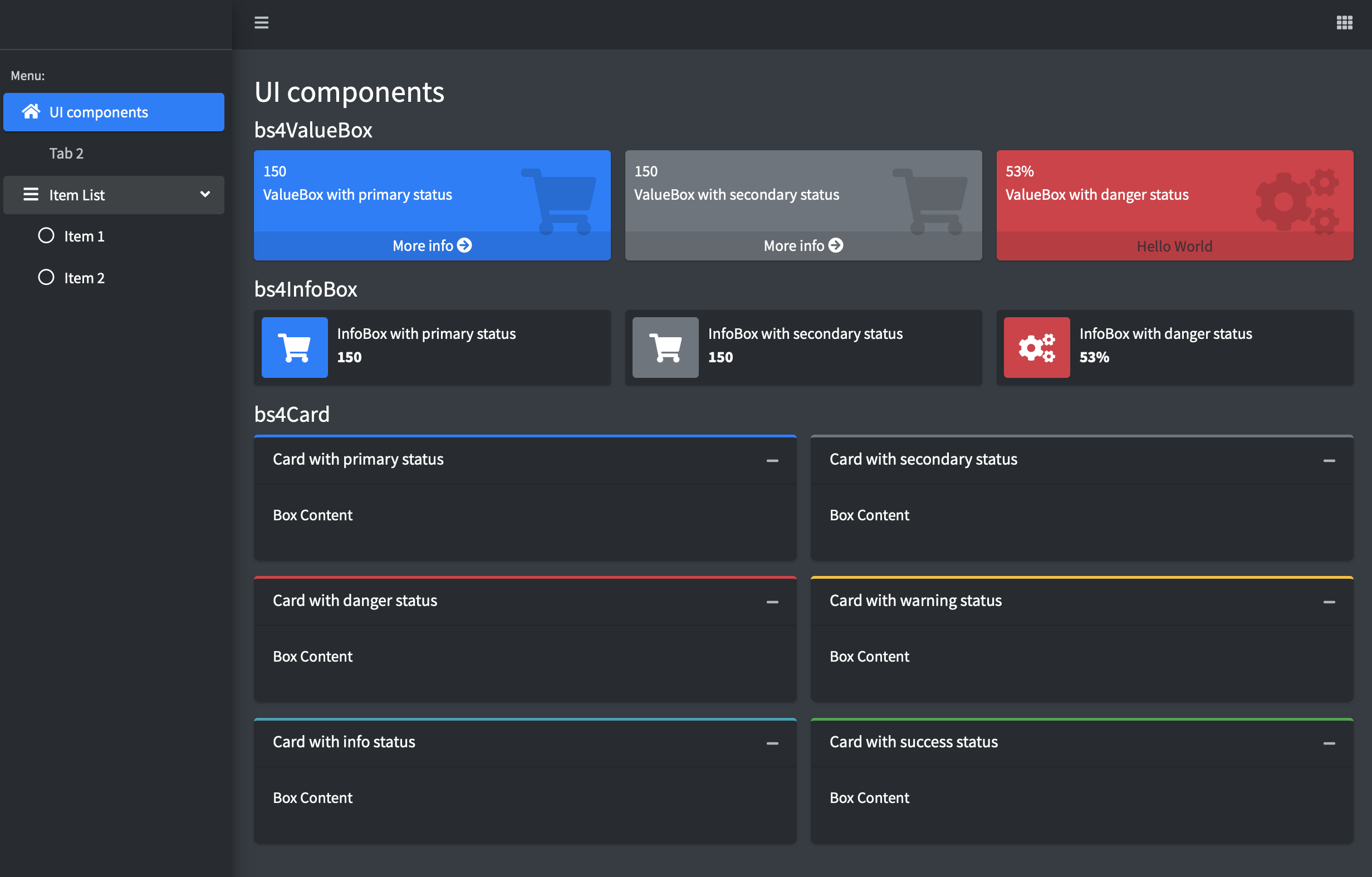 Few lines of code to create a {bs4Dash} dark theme.