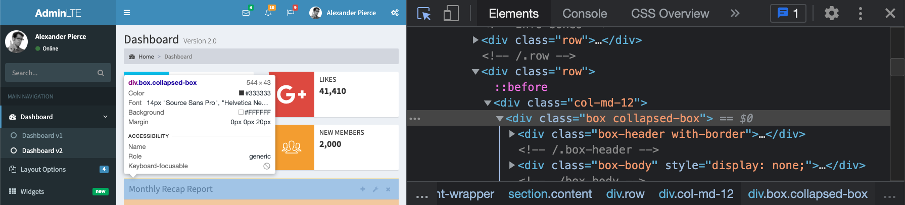 Collapsed AdminLTE2 box.